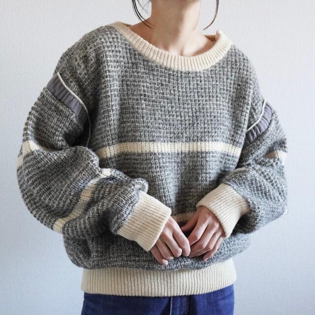 90s ワッフルニット 切り替えデザインニット イタリア製 vintage