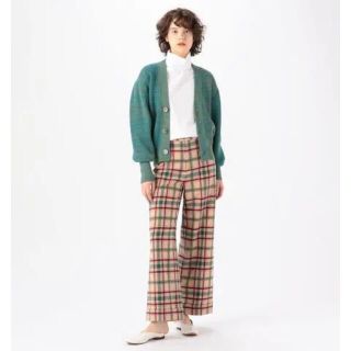 CABaN ウールポリエステル タータンチェックワイドパンツ