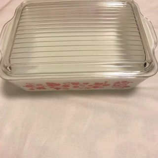 パイレックス(Pyrex)のオールド パイレックス キャセロール ピンク グースベリー レフ Lサイズ(容器)