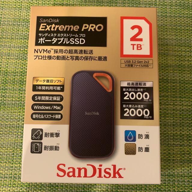 SanDisk エクストリームプロ ポータブルSSD 2TB SDSSDE81-SanDiskメーカー型番