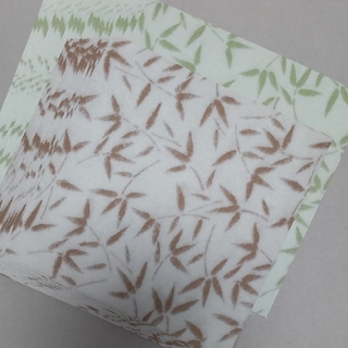 越前和紙 折り紙サイズ 同柄2色40枚セット 15センチ正方形 笹柄 緑・茶色(カード/レター/ラッピング)