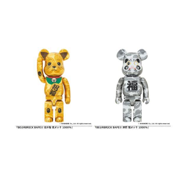 激安先着 BAPE® 招き猫 BE@RBRICK 金メッキ 1000% 銀メッキ 達磨