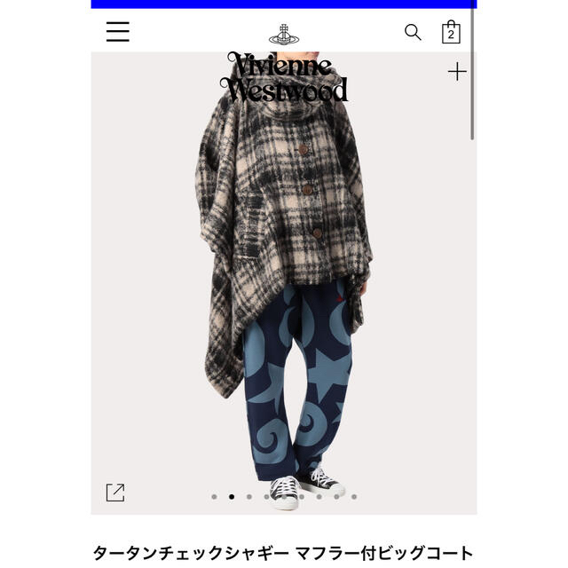 Vivienne Westwood(ヴィヴィアンウエストウッド)の今期　新品　ヴィヴィアン  マフラー付きビッグコート　タータンチェック レディースのジャケット/アウター(ロングコート)の商品写真