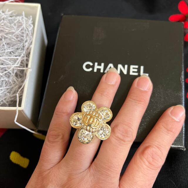 指輪 シャネル CHANEL ラインストーン キラキラ ロゴ