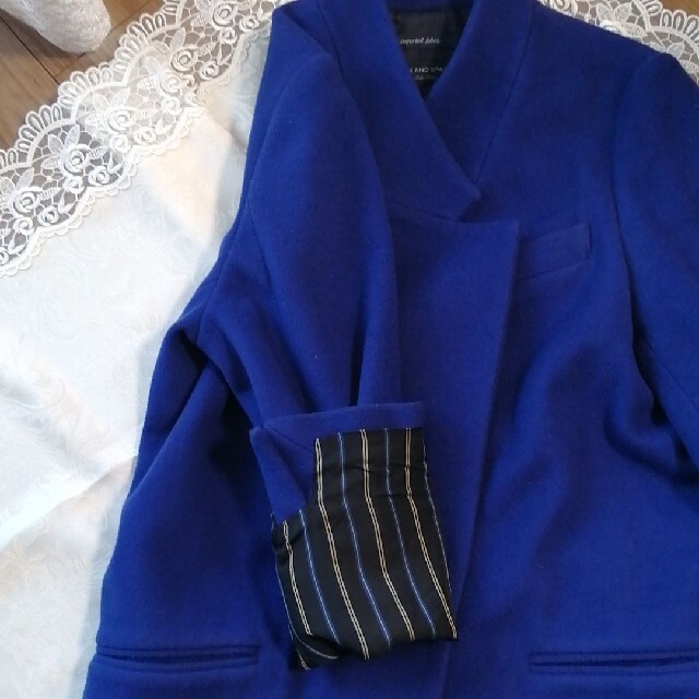 Spick & Span(スピックアンドスパン)のスピックアンドスパン ブルー コート 88㌢丈 レディースのジャケット/アウター(チェスターコート)の商品写真