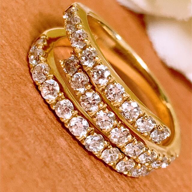ギラギラ✨3連風❣️D0.94CT ✨K18ダイヤリング k18ダイヤモンドリング-