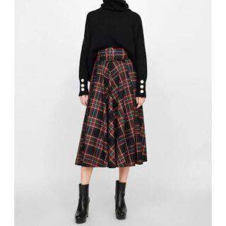 ザラ(ZARA)のZARA タータンチェックスカート　美品(ロングスカート)