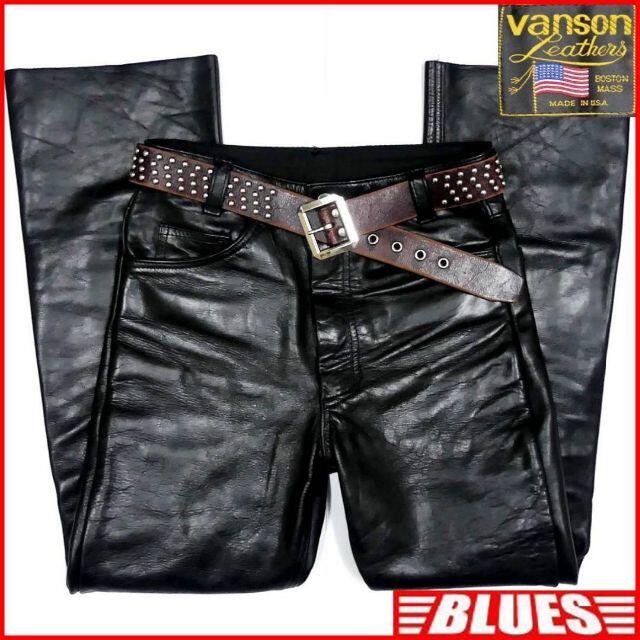 VANSON - バンソン 米国製 レザーパンツ メンズ W30 黒 バイク 革