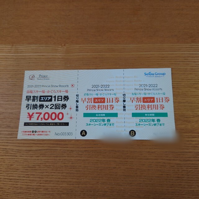 苗場スキー場·かぐらスキー場 1日券2枚-
