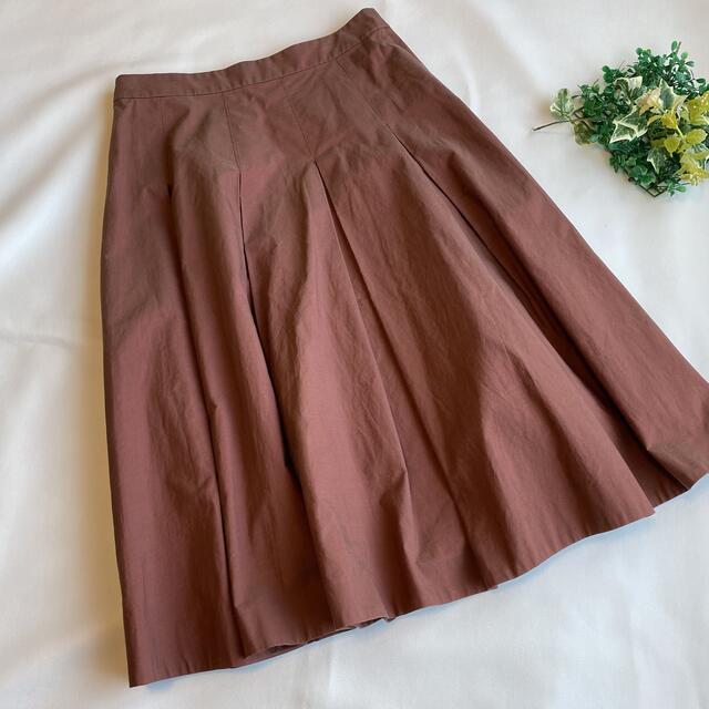 MARGARET HOWELL(マーガレットハウエル)の margaret howell マーガレットハウエル　プリーツスカート　赤玉虫 レディースのスカート(ひざ丈スカート)の商品写真