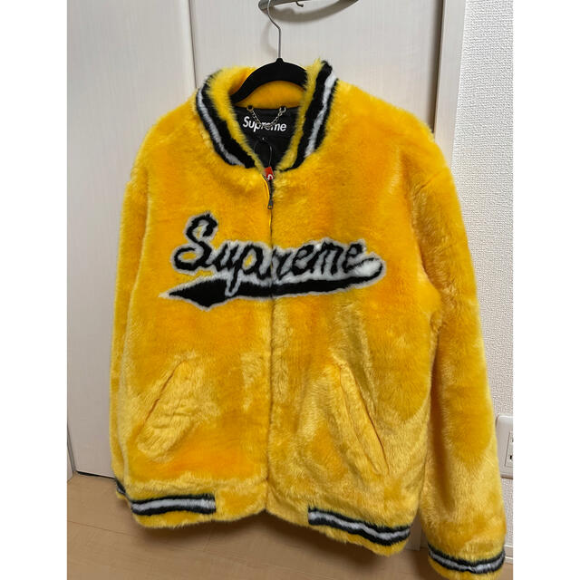 Supreme Faux Fur Varsity Jacket イエロー