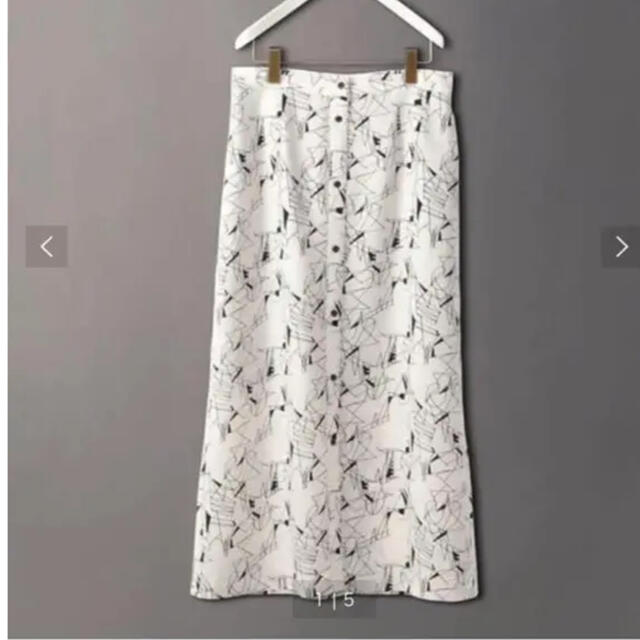 BEAUTY&YOUTH UNITED ARROWS(ビューティアンドユースユナイテッドアローズ)の専用ロク　LINE PRINT SKIRT ROKU ロク　6  プリント　 レディースのスカート(ロングスカート)の商品写真