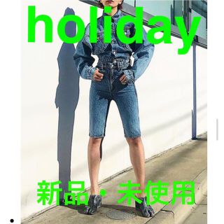 ホリデイ(holiday)の新品・未使用　holiday ハイウエスト　スキニー　デニム　ハーフパンツ (デニム/ジーンズ)