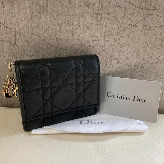 専用Dior クリスチャン ディオール カナージュ 二つ折り財布 ブラック 極美