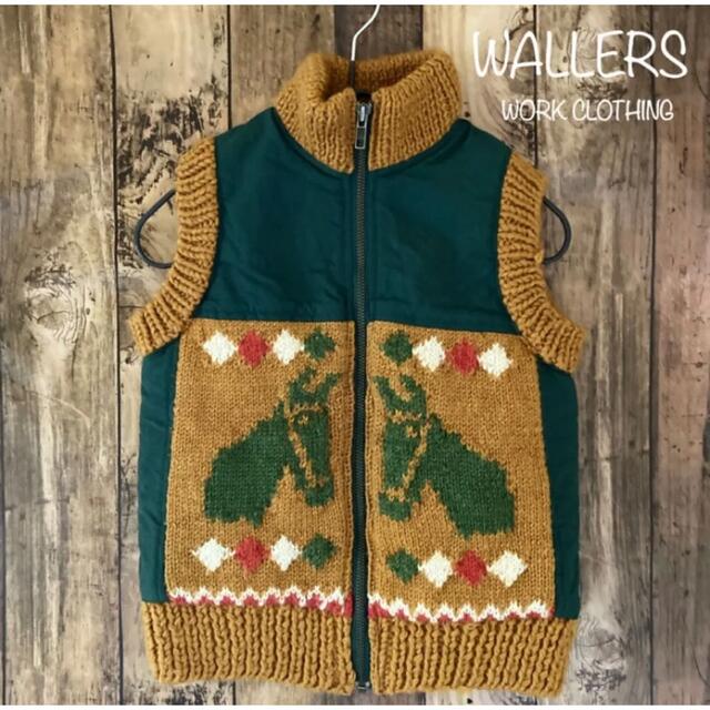 WALLERS(ワーラーズ)のニット　ベスト　カウチン　中綿　男女兼用　セーター　羽織　子供服　刺繍 キッズ/ベビー/マタニティのキッズ服男の子用(90cm~)(ニット)の商品写真