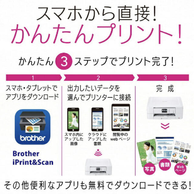 brother(ブラザー)のブラザー　プリビオ&USBケーブル&純正黒インク スマホ/家電/カメラのPC/タブレット(PC周辺機器)の商品写真