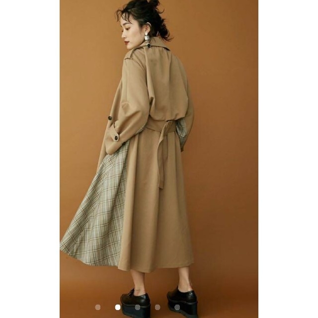 MURUA(ムルーア)のサイドチェックロングコート レディースのジャケット/アウター(ロングコート)の商品写真