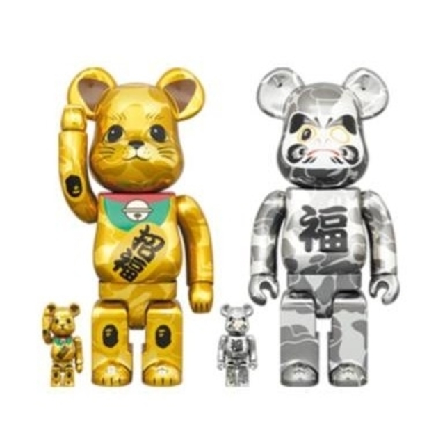 エイプベアブリック BE@RBRICK 招き猫 達磨 BAPE 金メッキ 銀メッキ