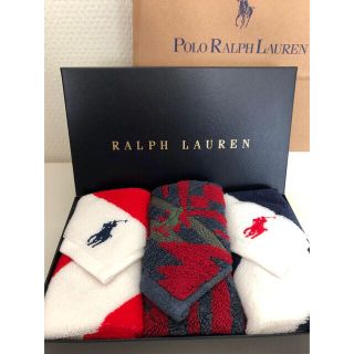 ポロラルフローレン(POLO RALPH LAUREN)のRALPH LAURENハンカチ3枚　ギフトボックス付き★(ハンカチ/ポケットチーフ)