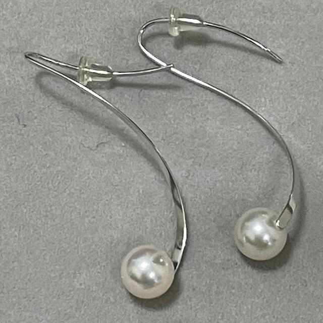 照り照りのアコヤ真珠☆K18WGおおぶりフックタイプピアス | www