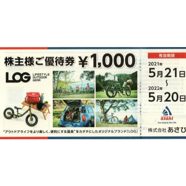 チケットあさひ　優待　8000円　1000円8枚　2022-5-20まで