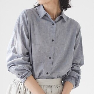 【CRAFT】レギュラーカラーシャツ 薄手 ブラックチェック 新品(シャツ/ブラウス(長袖/七分))