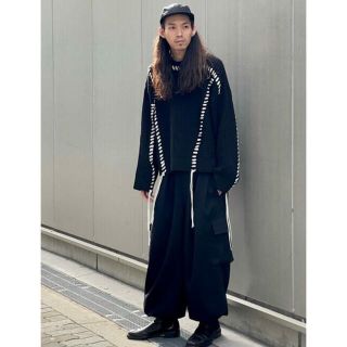 メゾンスペシャル 鬼ワッフルクレイジーステッチクルーネックニット