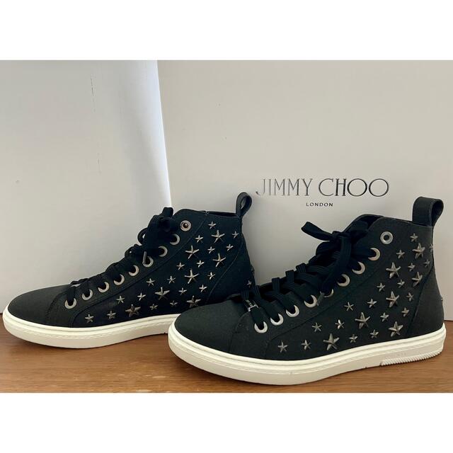 BLACKサイズJIMMY CHOO(ジミーチュウ)ハイカットスニーカー　BLACK