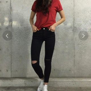 アズールバイマウジー(AZUL by moussy)のリップドカラースキニーパンツ❁ブラック❁S(スキニーパンツ)