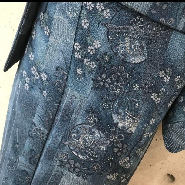 着物✴︎正絹✴︎小紋✴︎高級縮緬✴︎ブルーの通販 by meena's shop ...