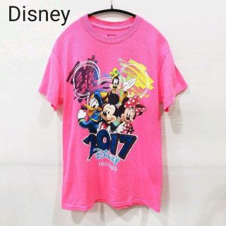 ディズニー(Disney)のCalifornia disney Tシャツ 古着 ネオンピンク(Tシャツ/カットソー(半袖/袖なし))