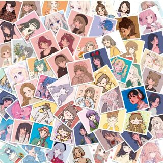 韓国シール ステッカー 40枚 レトロ イラスト 女の子 エモい 大人気の通販 ラクマ