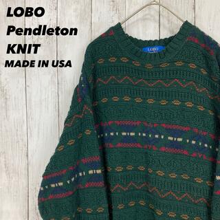 ペンドルトン(PENDLETON)の【USA製VINTAGE】LOBO Pendletonジャガードニットセーター緑(ニット/セーター)