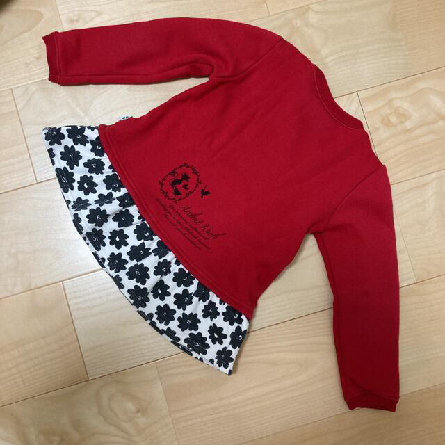 裏起毛トレーナー チュニック 赤 キッズ/ベビー/マタニティのキッズ服女の子用(90cm~)(その他)の商品写真