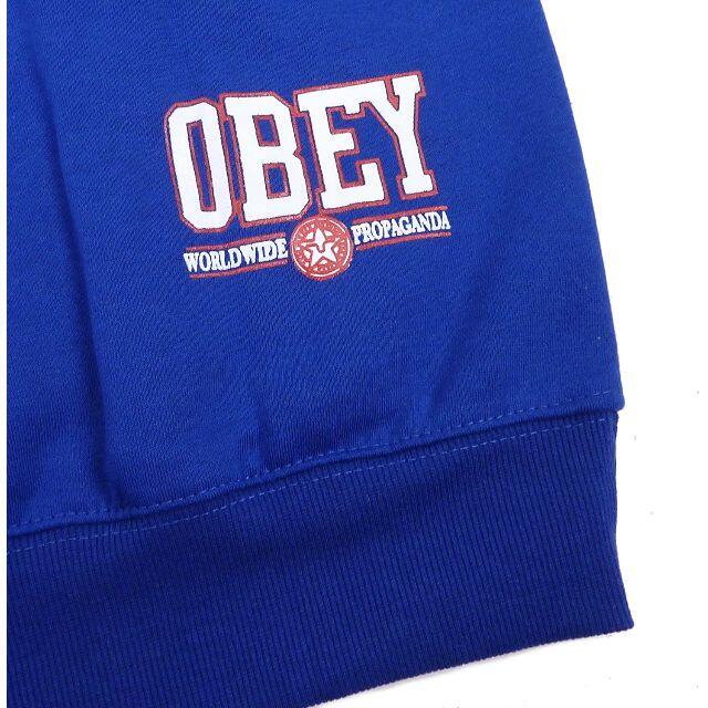 OBEY オベイ プルオーバーパーカーブルー XXL