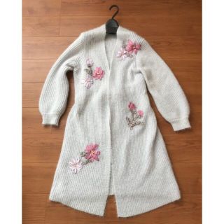 ウィルセレクション(WILLSELECTION)のMay様専用★ 新品★ウィルセレクション★モヘアフラワー刺繍ロングニットカーデ(カーディガン)