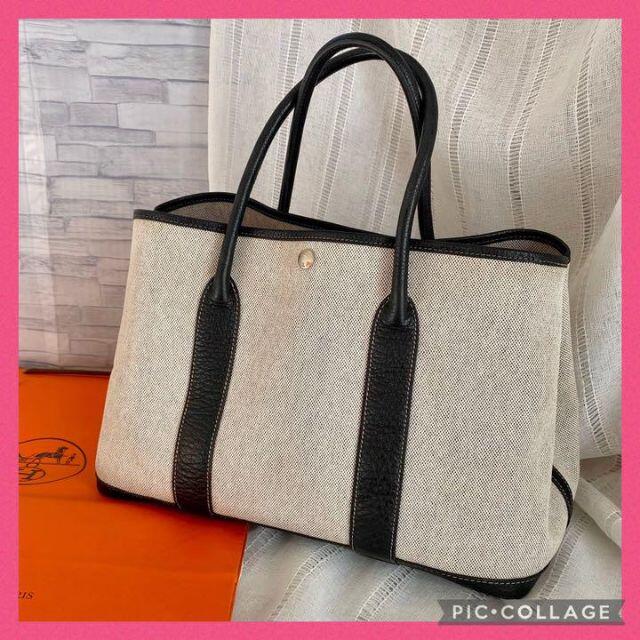 HERMES ガーデンパーティーPM トワルオフィシエ ブラウン □H刻印-