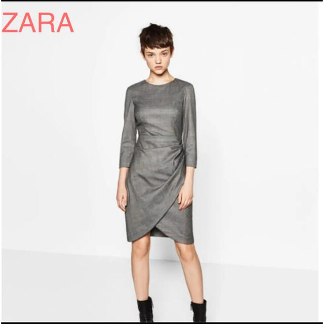 【新品/タグ付/美品】ZARA BASIC / グレンチェックひざ丈ワンピース