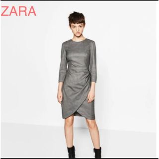 ザラ(ZARA)の【新品/タグ付/美品】ZARA BASIC / グレンチェックひざ丈ワンピース(ひざ丈ワンピース)