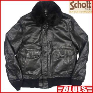 ショット(schott)のアメリカ製 ショット G-1 レザー フライトジャケット メンズ L 黒 40(フライトジャケット)