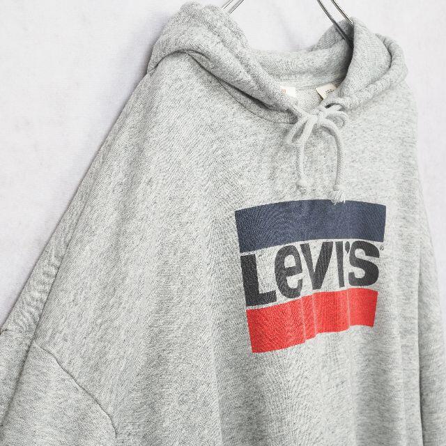 LEVI'S グラフィック ロゴ フーディー クロップパーカー グレー L 3