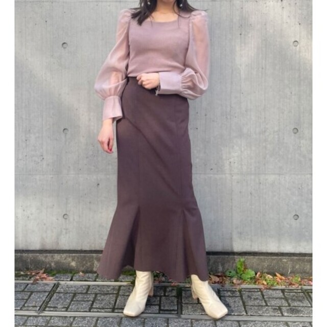 新品 FRAY I.D オーガンスリーブプルスカートセットアップ 0 モカ