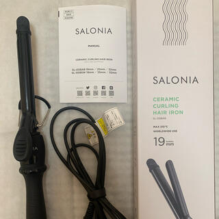 【ほぼ新品】SALONIA カールヘアアイロンSL-00819mm ブラック(ヘアアイロン)