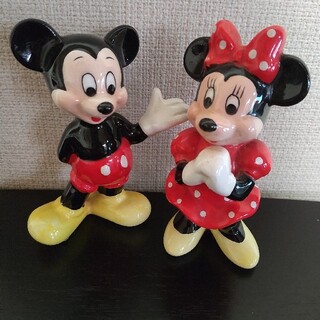 ディズニー(Disney)のミッキー&ミニー レトロ置物(置物)
