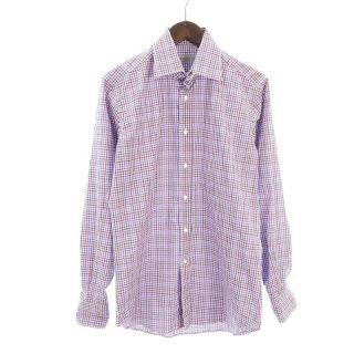 着用1回〉ETRO エトロ チェック切替リジッドデニムシャツ 定価8万円