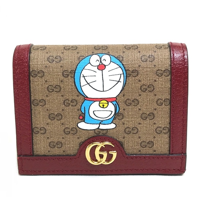 激安特価 Gucci レッド×ブラウン GGスプリームキャンバス 2つ折り財布