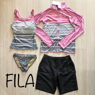 フィラ(FILA)の新品 FILA 水着 4点セット タンキニ ラッシュガード パンツ PK XL(水着)