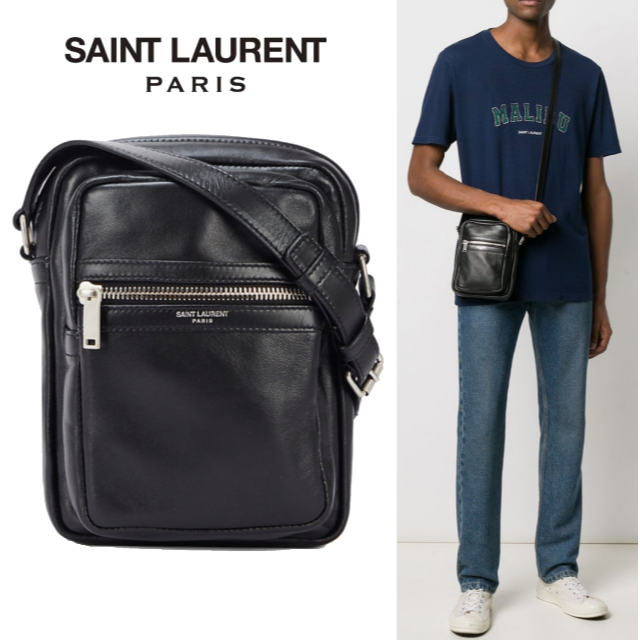 Saint Laurent(サンローラン)のSAINT LAURENT サンローラン Sid レザー クロスボディバッグ メンズのバッグ(ショルダーバッグ)の商品写真