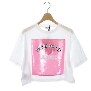 ミュウミュウ(miumiu)のミュウミュウ miumiu 21年製 刺繍入り Tシャツ XS 白 ピンク(Tシャツ(半袖/袖なし))