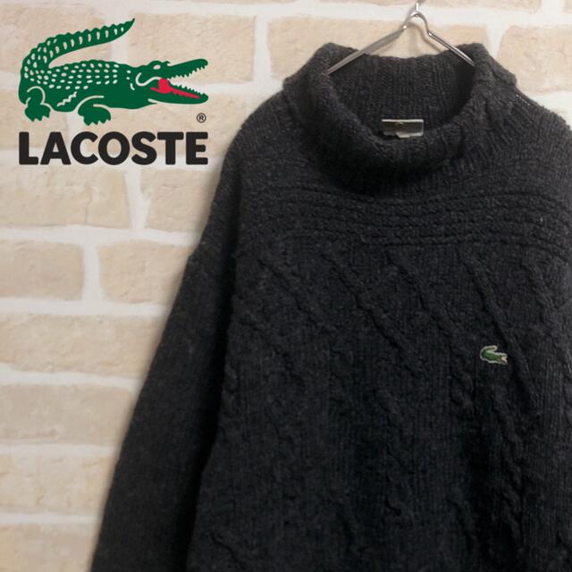 LACOSTE(ラコステ)のLACOSTE ラコステ ニット セーター タートルネック グレー 文字ワニ メンズのトップス(ニット/セーター)の商品写真